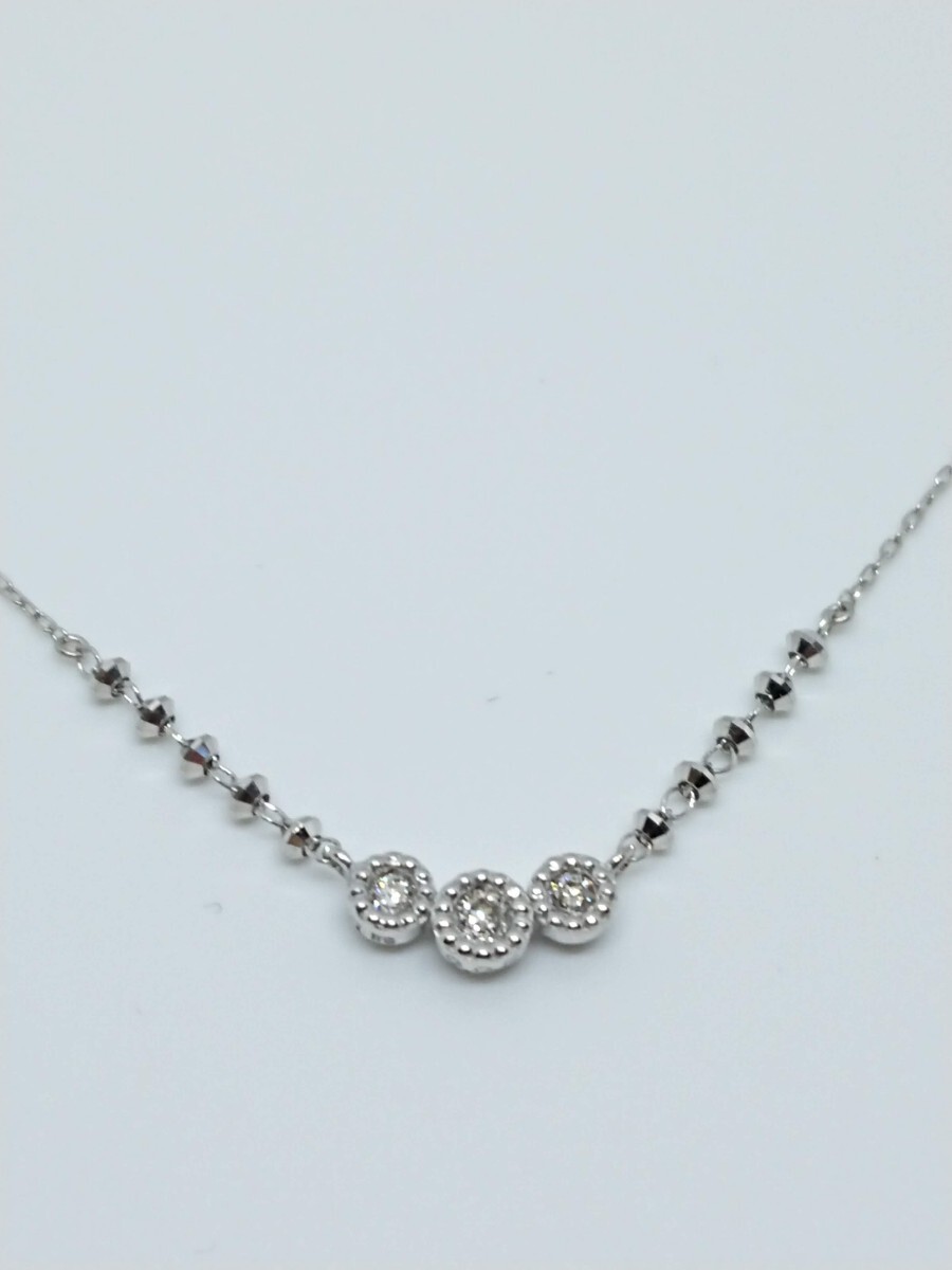 ◆新品◆ K18WG ダイヤモンド ラインネックレス 0.05ct拍卖