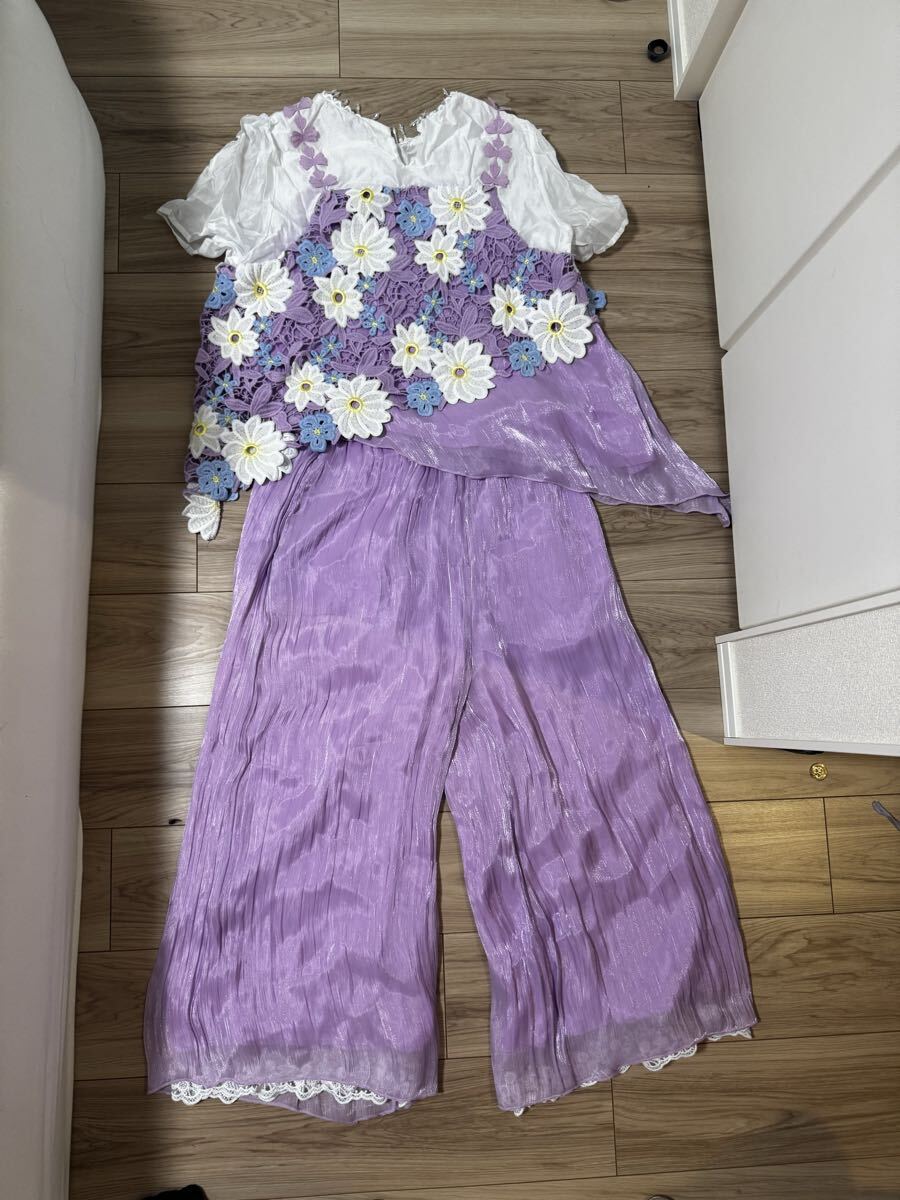 レディース 2点セットアップ 花柄 刺繍拍卖