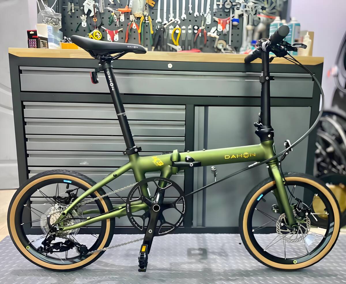 DAHON K3 Plus Mini 折りたたみ自転車 消光緑+金色ロゴ k9x 【未使用】拍卖