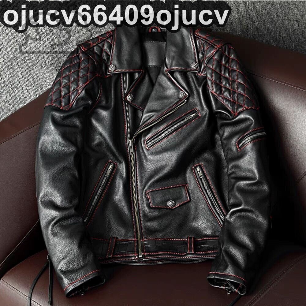 新品!革ジャン ライダースジャケット レザージャケット 牛革 ハーレー バイクレザー本革 カウハイド アメカジ メンズファッション S~4XL拍卖