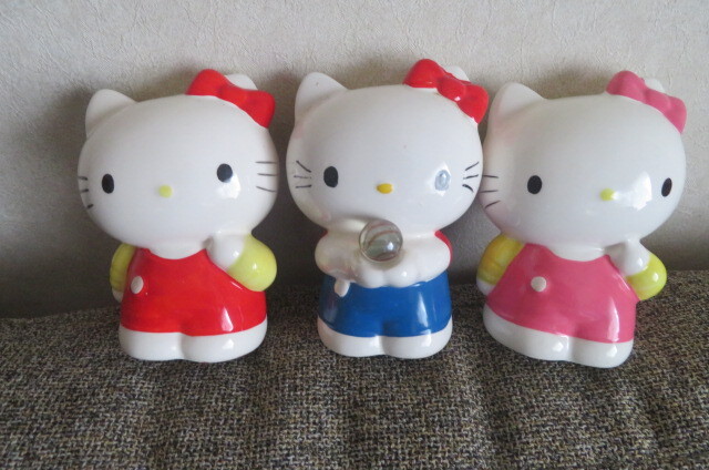 ハローキティ 貯金箱 陶器製 3個セット 年代表示なし HEELO KITTY拍卖