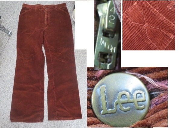 激レアTALON42アメリカ製70s80s Lee リー コーデュロイパンツ USA米国製 古着ビンテージVINTAGE タロン42ジッパー拍卖