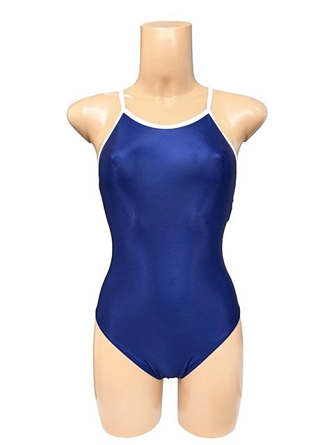 ★日本製オリジナル★【wbb-1433 スーパーウェット素材 パイピングスクール水着 ネイビー×ホワイト/5L】水泳 スイミング スクール 光沢拍卖