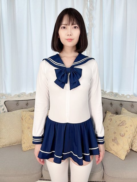 ★日本製オリジナル★【wbb-9541 スベスベ素材長袖セーラーレオタード 濃紺×白/M】伸縮性 マイクロファイバー フィット フェチ コスプレ拍卖