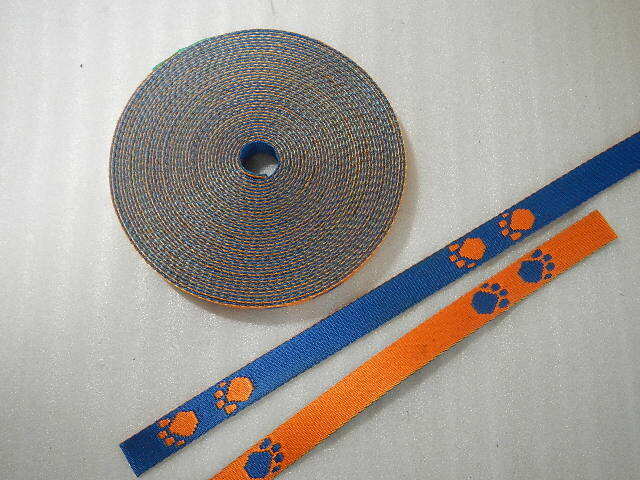 ステッチテープ 化学繊維だと思います。 幅約2cm 厚さ約2mm 長さ 10m オレンジ・青 側面汚れあります。拍卖