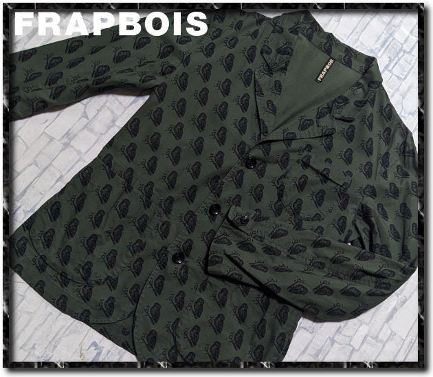 ★FRAPBOIS フラボア プリント入りコットンジャケット 濃緑★拍卖