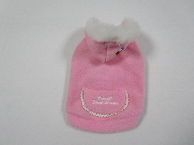 ポンポリース 2号 胴回り37cm ファー付き フリースパーカー ピンク 中古拍卖