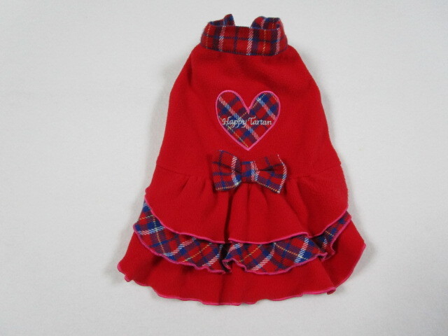 ポンポリース 3号 胴回り45cm ハート・リボン フリースワンピース レッド 中古拍卖