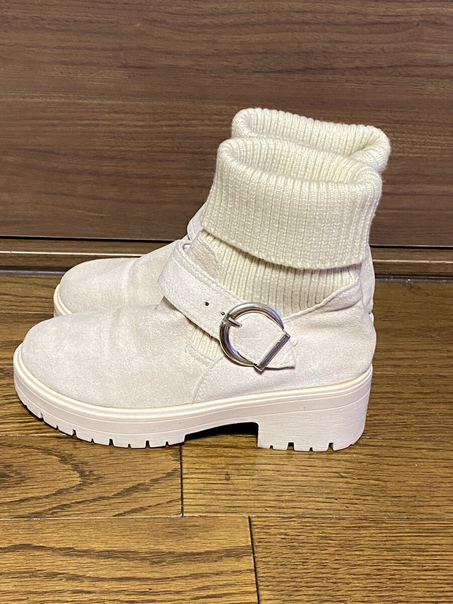 異素材コンビ2wayショートブーツ ベージュ拍卖