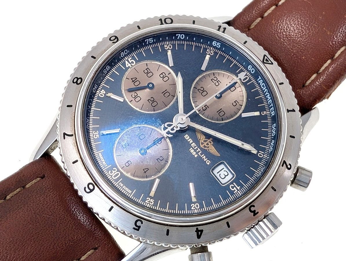 訳有 BREITLING ブライトリング ナビタイマー アヴィア 自動巻 A13023 クロノグラフ 可動[03-7004拍卖