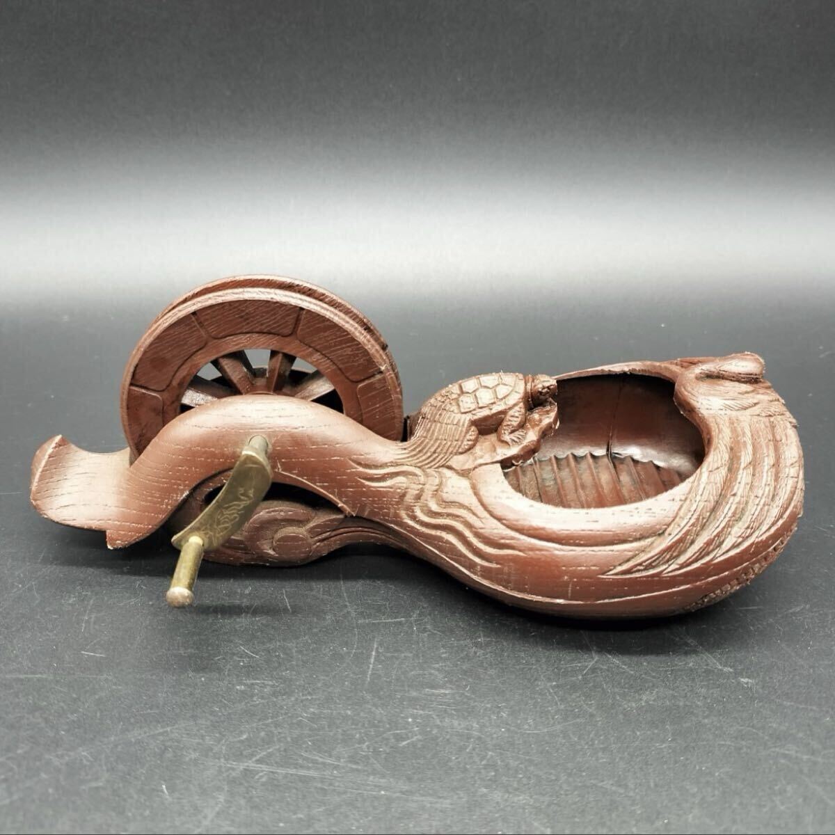 大工道具 長雲 鶴亀 墨壺 墨坪 墨つぼ 墨ツボ すみつぼ 木彫 彫り出し 古民具 木製 オ18-1拍卖