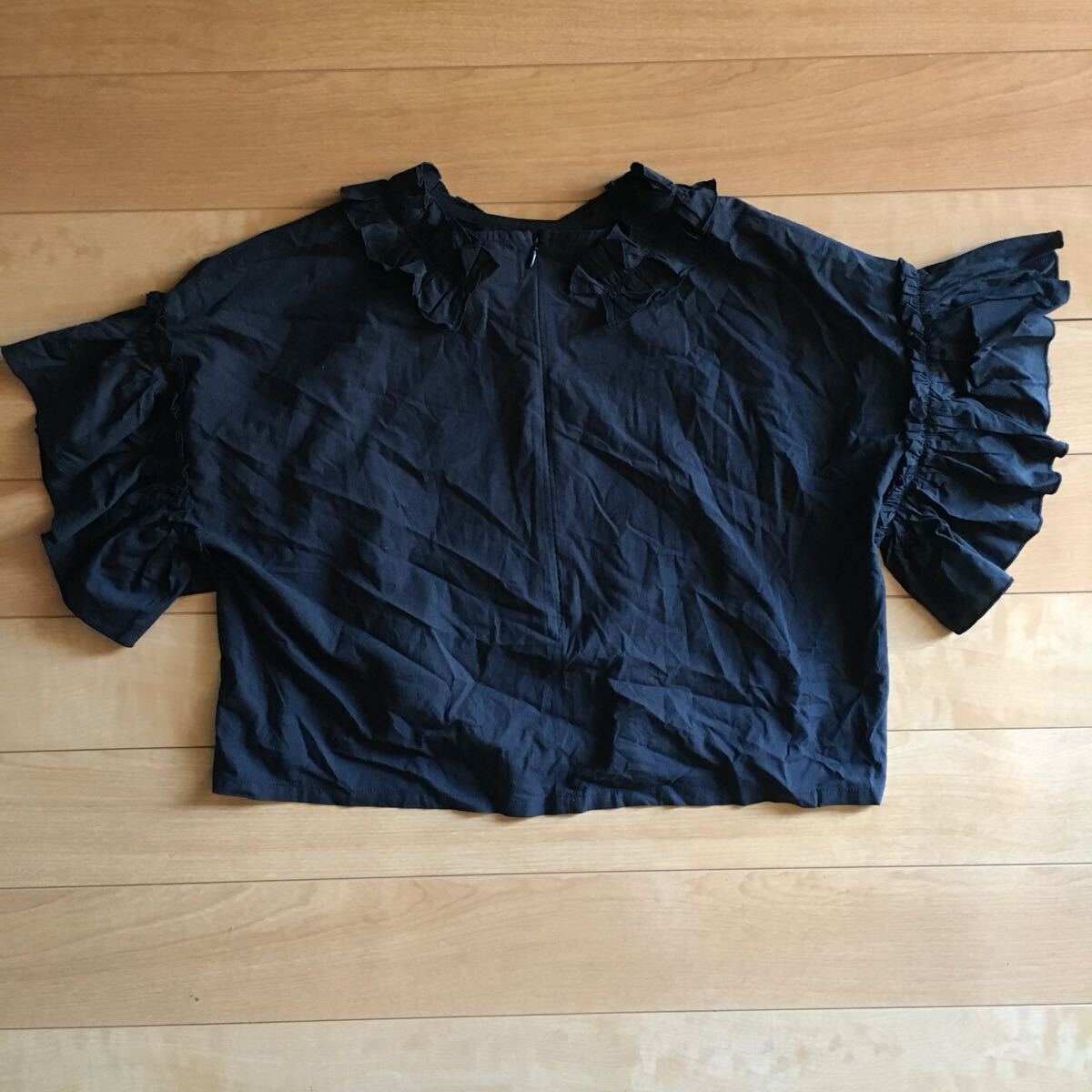 タグ付き メリージェニー フリルブラウス 226-1-85 レディース F ブラック拍卖