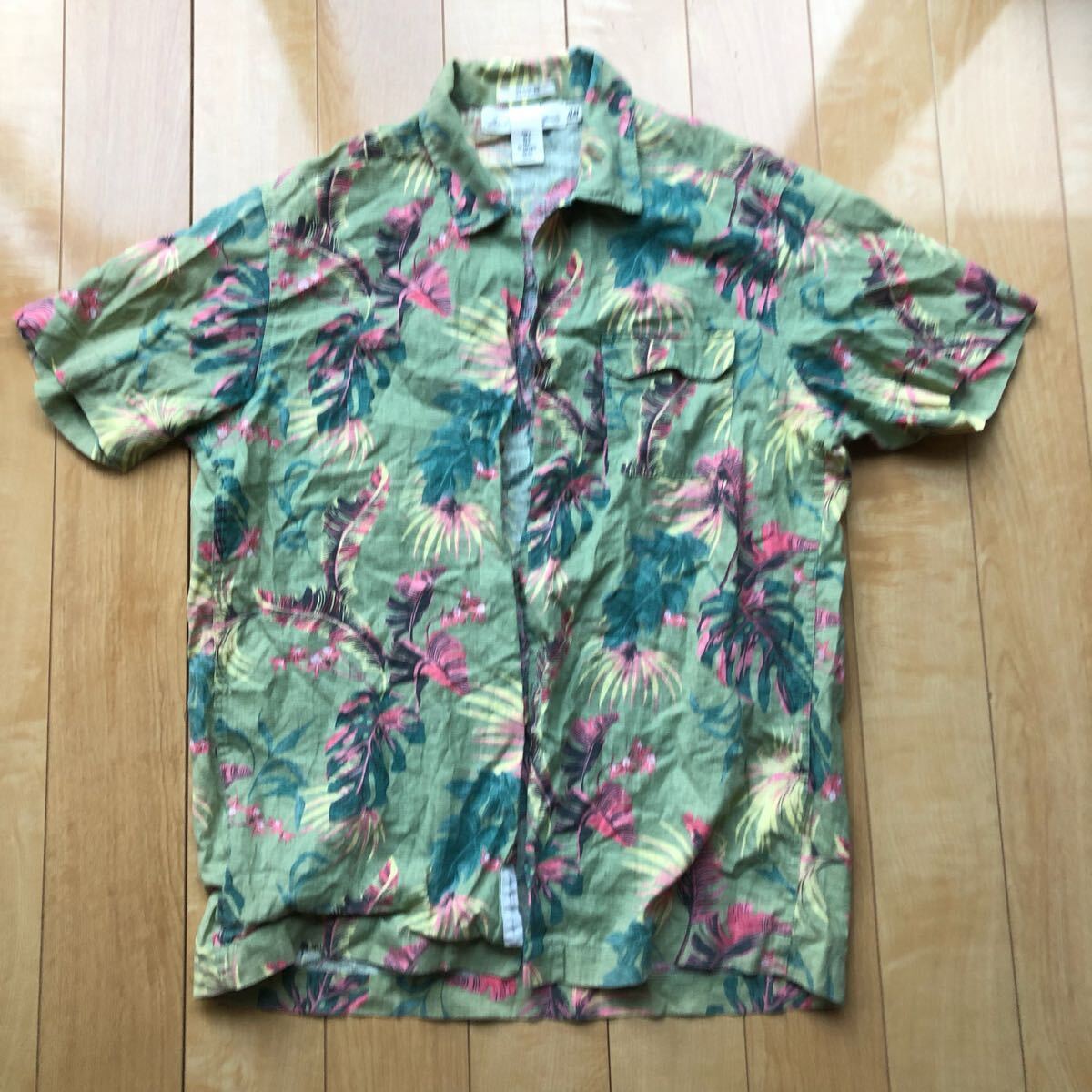 エイチアンドエム アロハシャツ 241-1-42 メンズ グリーン ボタニカル柄拍卖