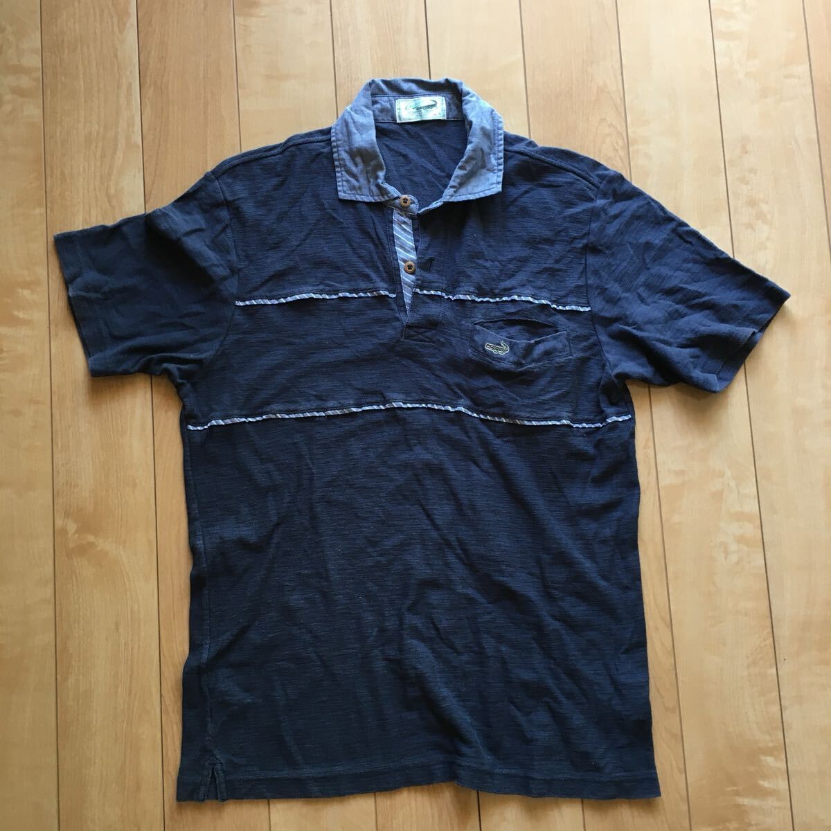 クロコダイル ポロシャツ 231-1-8 メンズ M ネイビー 緑ワニ拍卖