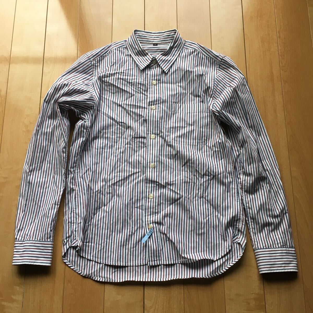 無印良品 ストライプシャツ 207-1-17 メンズ M拍卖