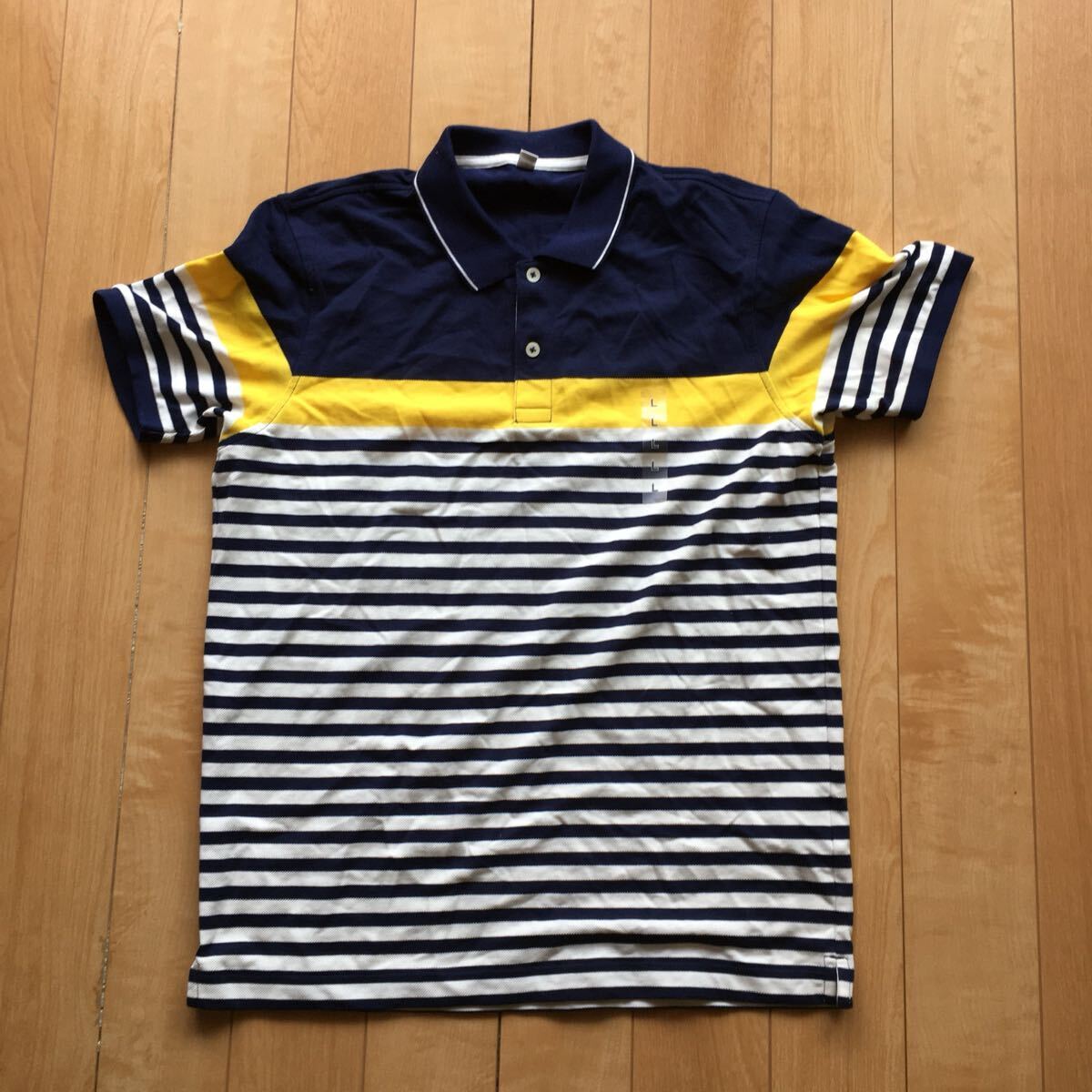 ユニクロ ボーダーポロシャツ 243-1-5 メンズ L ネイビー拍卖