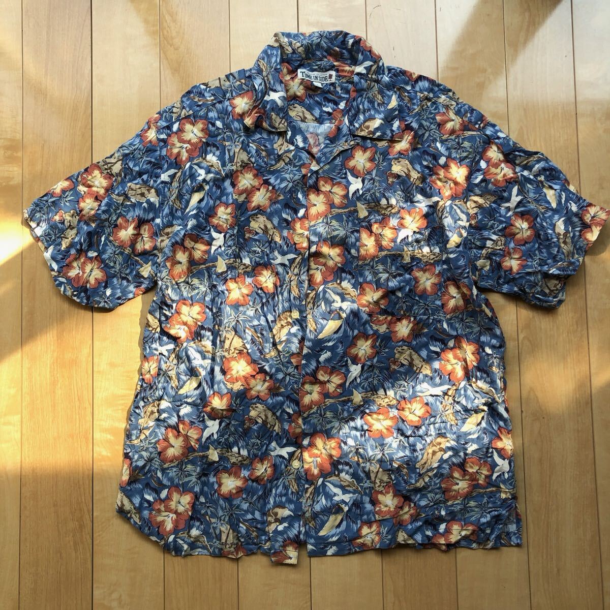 タイムインサイド オープンカラーシャツ 241-1-13 メンズ L ハイビスカス拍卖