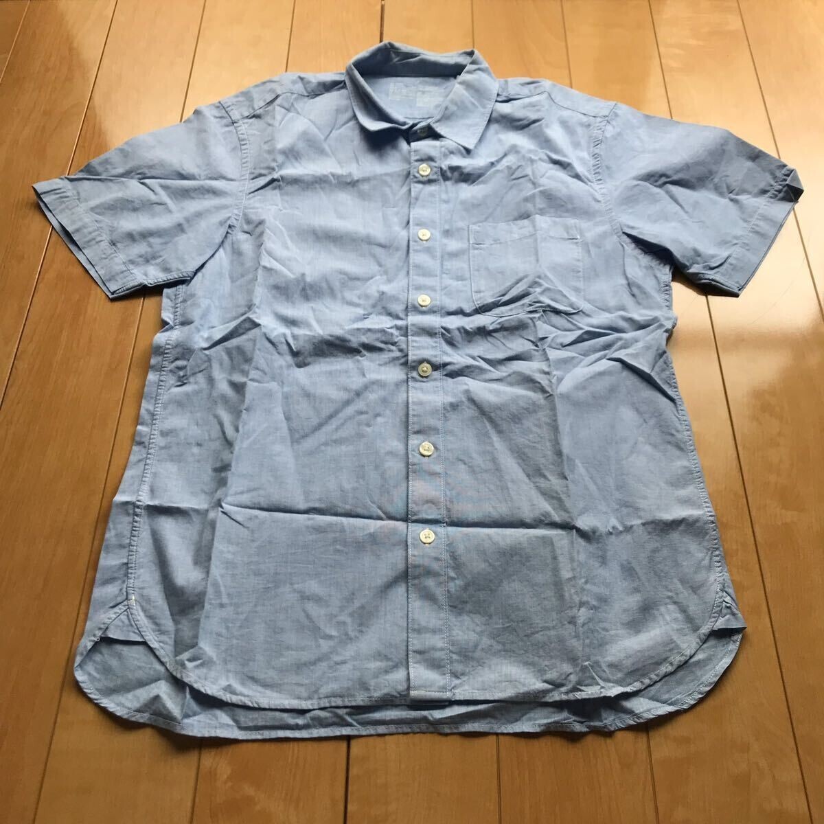 美品 無印良品 洗いざらしブロード半袖シャツ 定価2990円+税 170-1-307 メンズ S ブルー拍卖