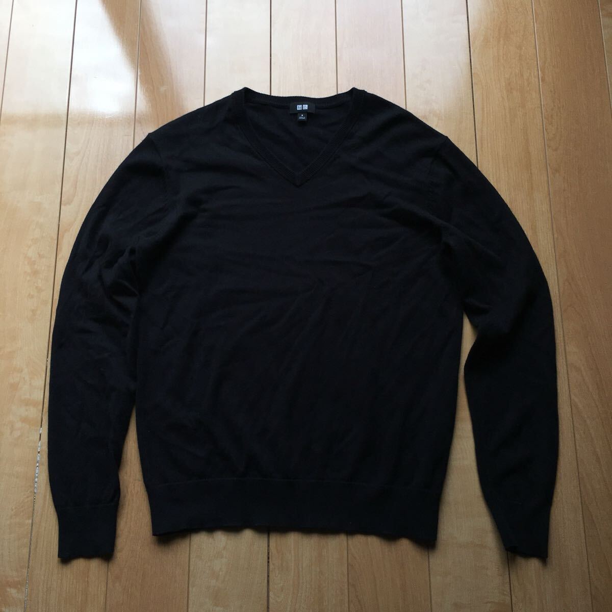 ユニクロ ウォッシャブルVネックセーター 207-1-30 メンズ M ブラック拍卖