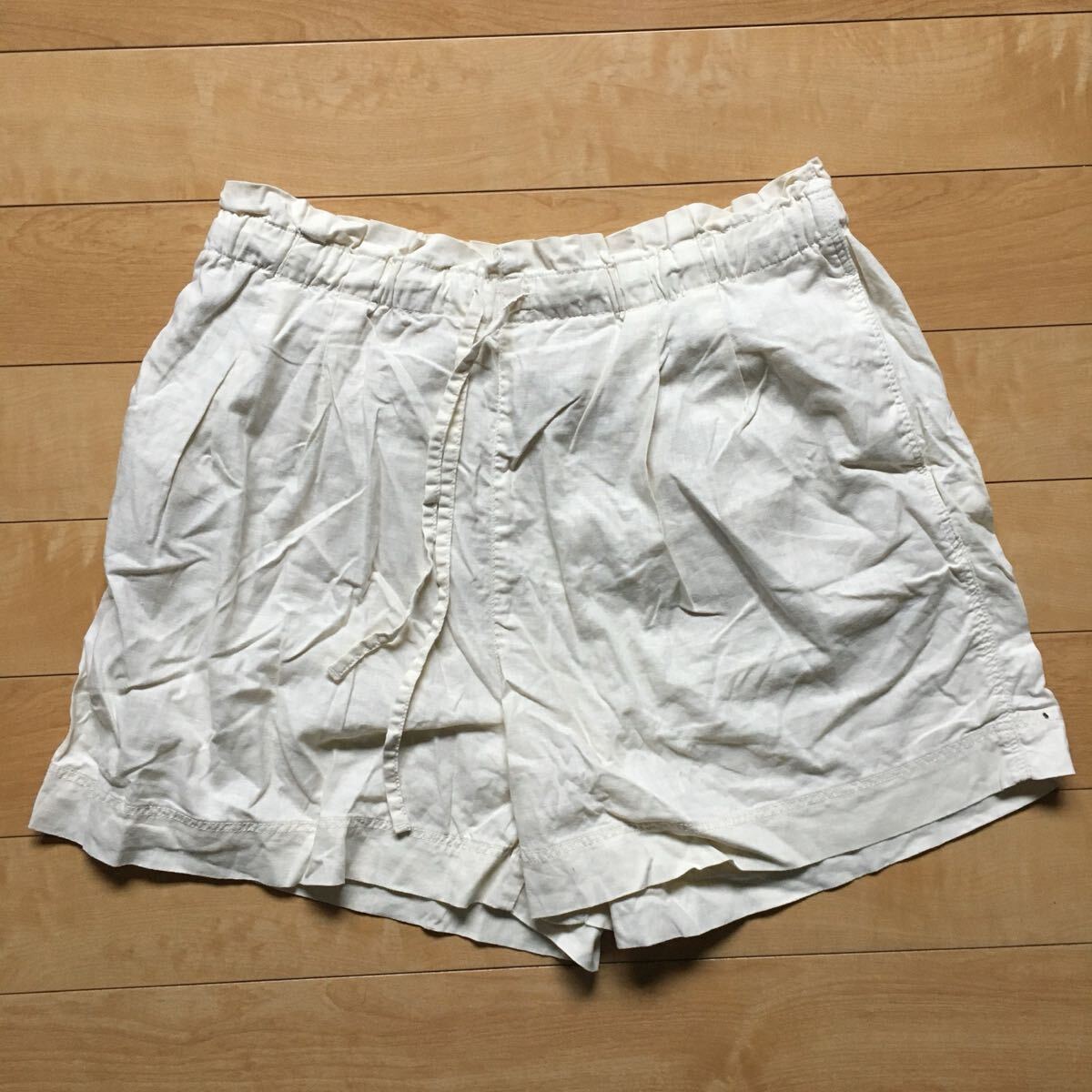 ユニクロ リネンコットンショートパンツ 233-1-69 レディース XXL ホワイト拍卖