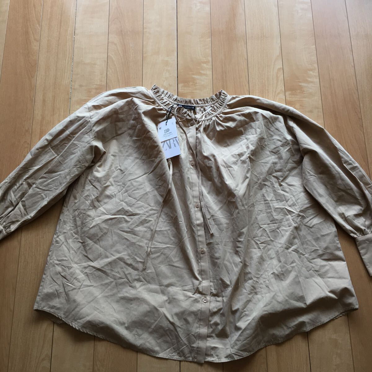 タグ付き ザラ ネックギャザーブラウス 239-1-58 レディース ベージュ拍卖