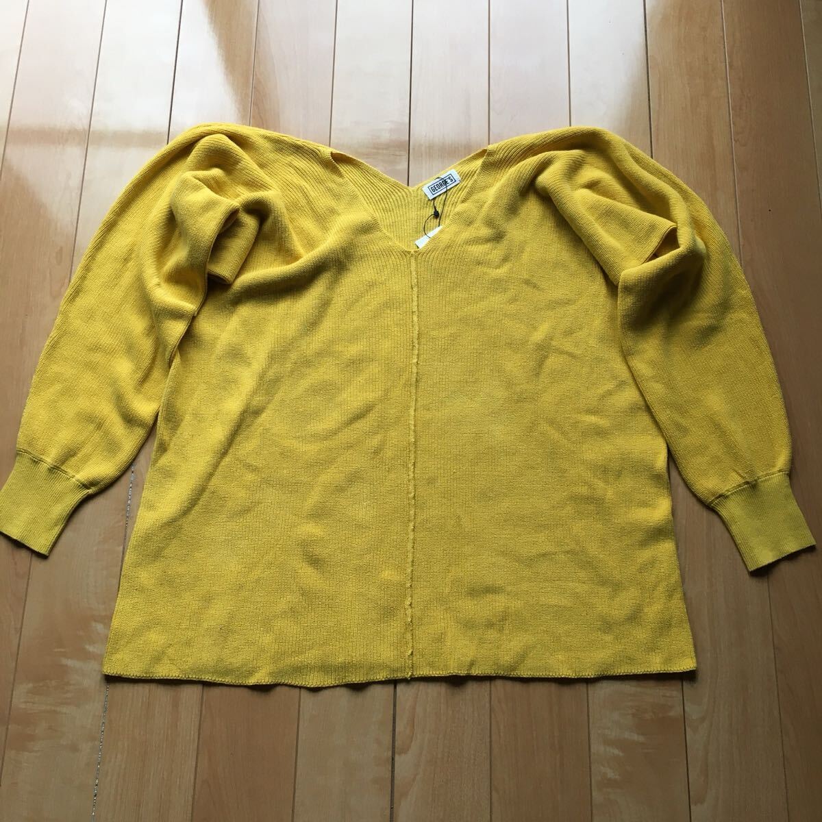 タグ付き ジョージズ オーバーサイズニット 220-1-43 レディース F イエロー拍卖