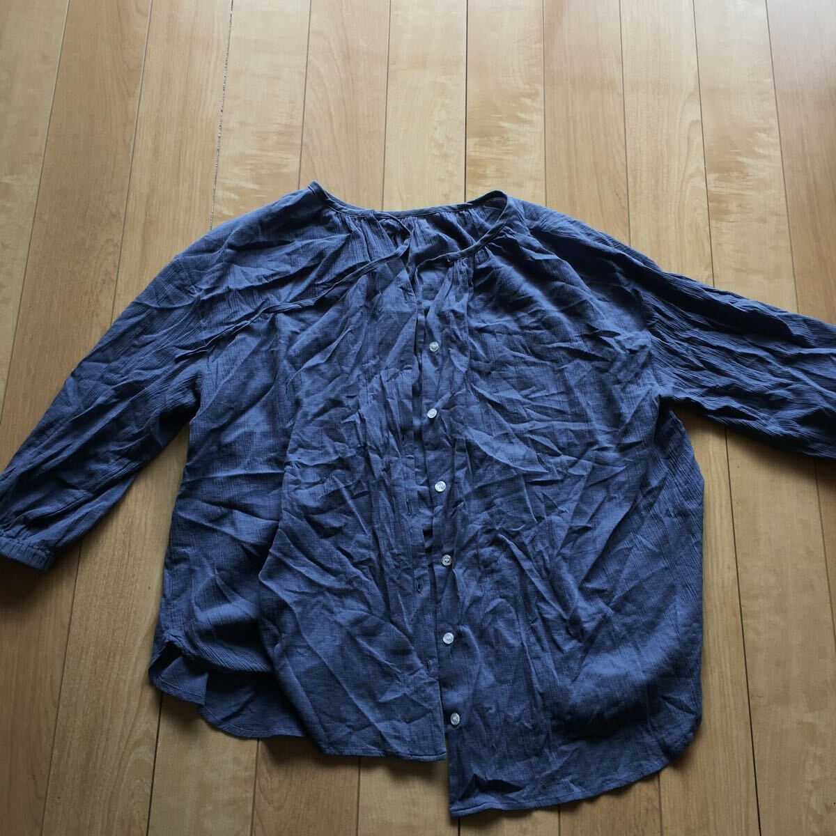 オニギリ ボタンブラウス 239-1-44 レディース F ブルー 七分袖拍卖