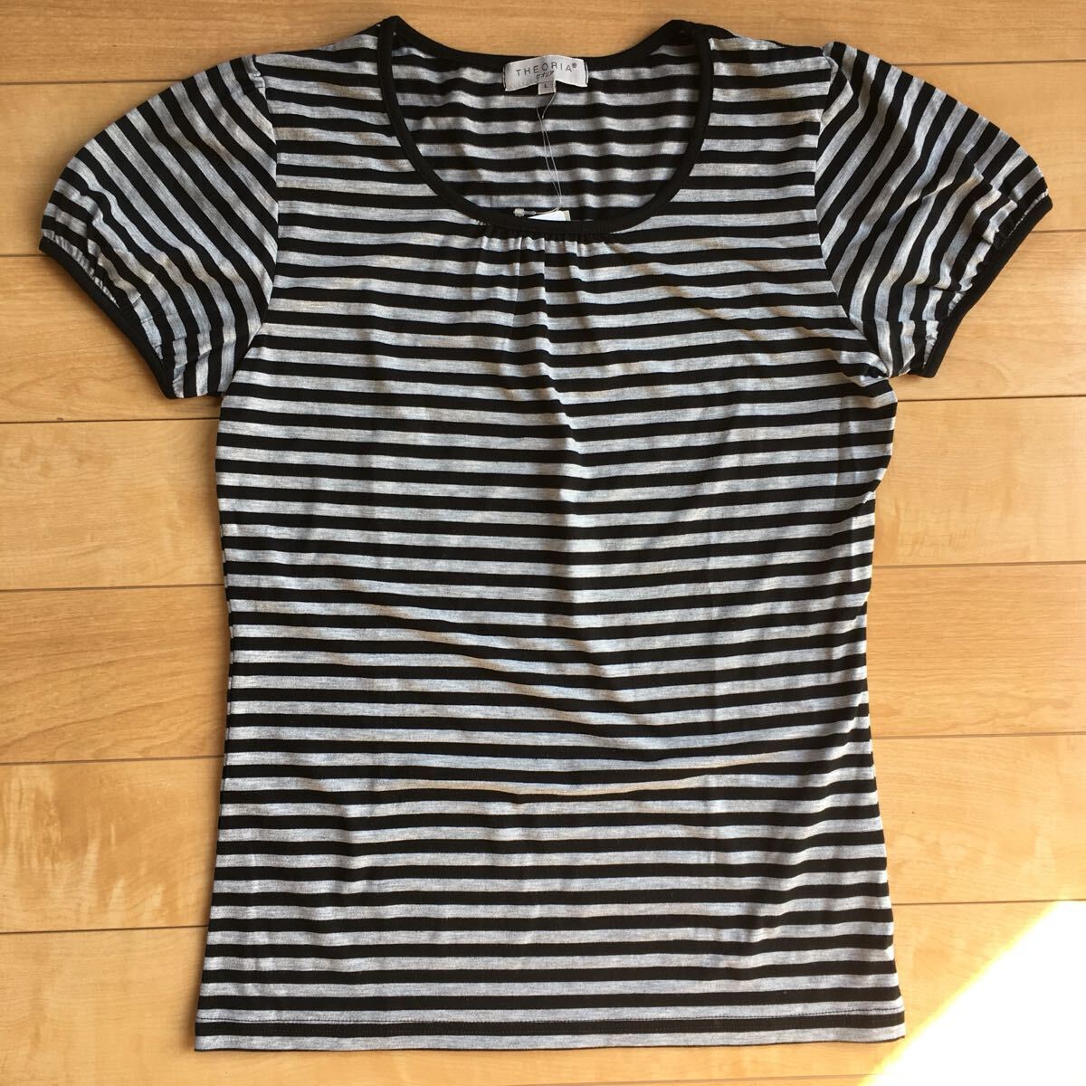 タグ付き セオリア パフスリーブカットソー 228-1-13 レディース L グレー ブラック拍卖