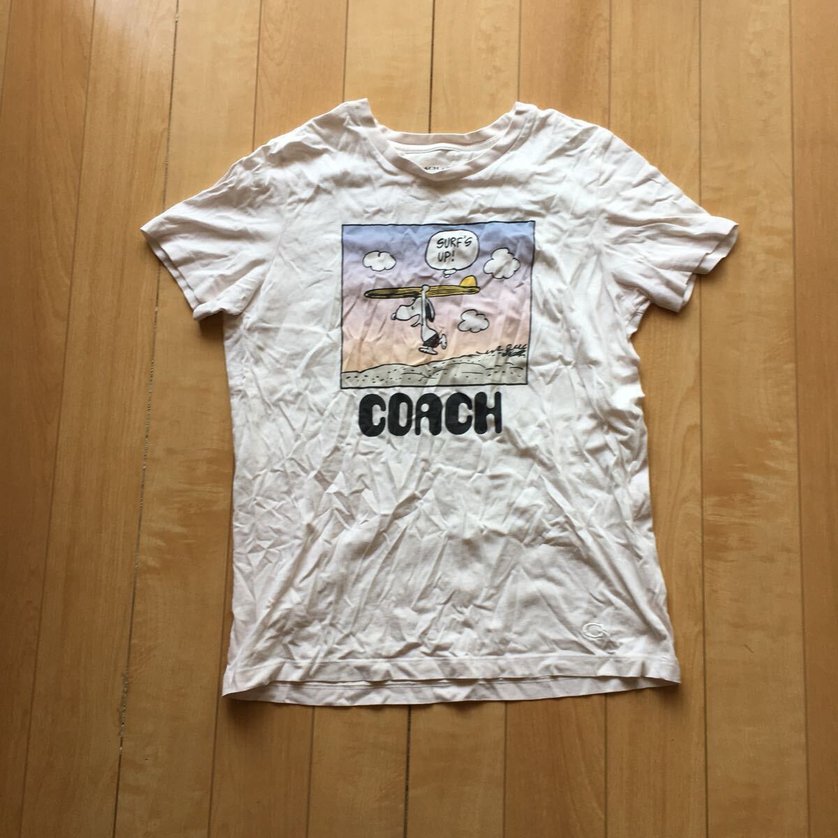 コーチ×ピーナッツ スヌーピーTシャツ 240-1-41 オフホワイト S コラボ拍卖