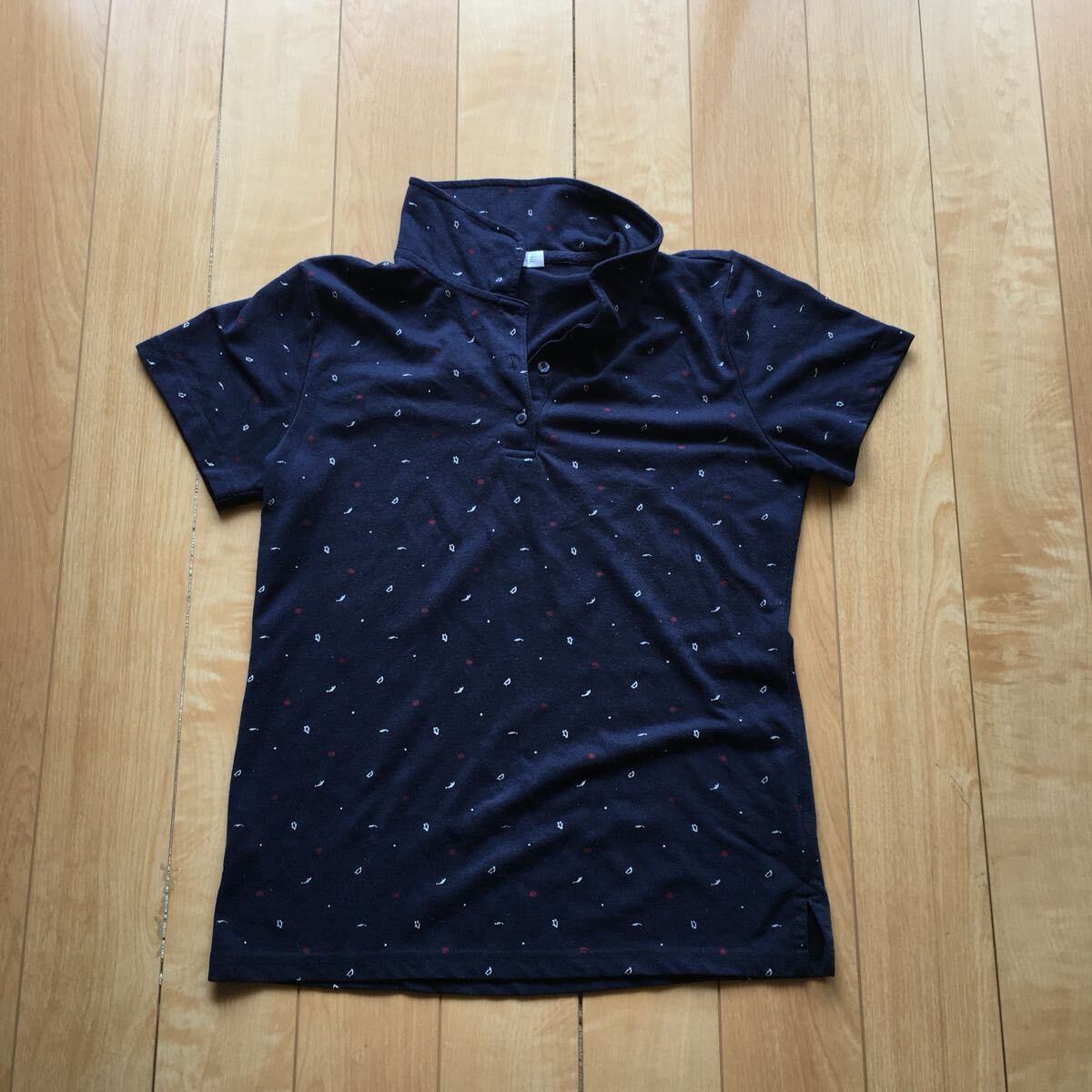 スフューズ 総柄ポロシャツ 241-1-121 レディース L ネイビー拍卖