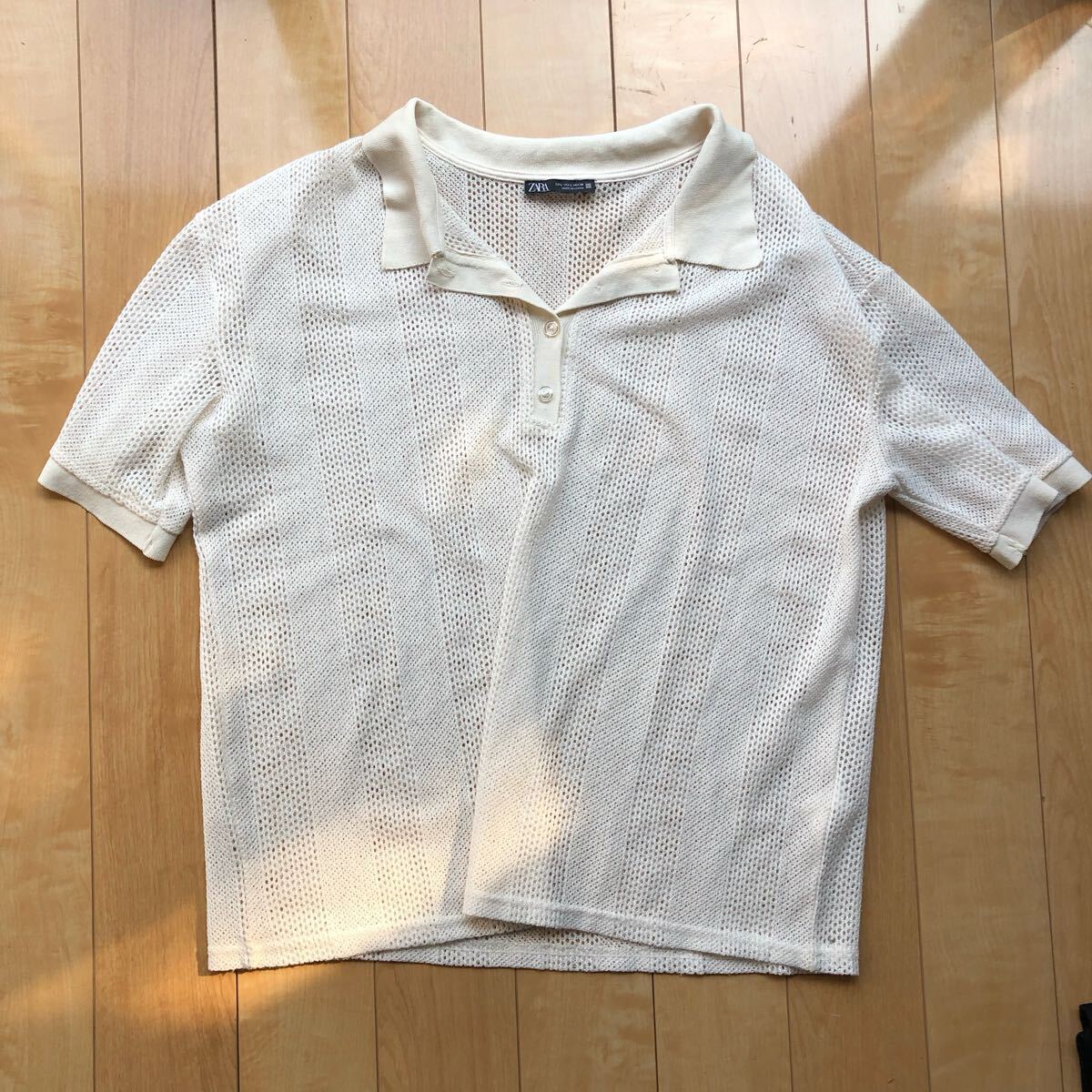 ザラ メッシュポロシャツ 241-1-23 レディース アイボリー拍卖