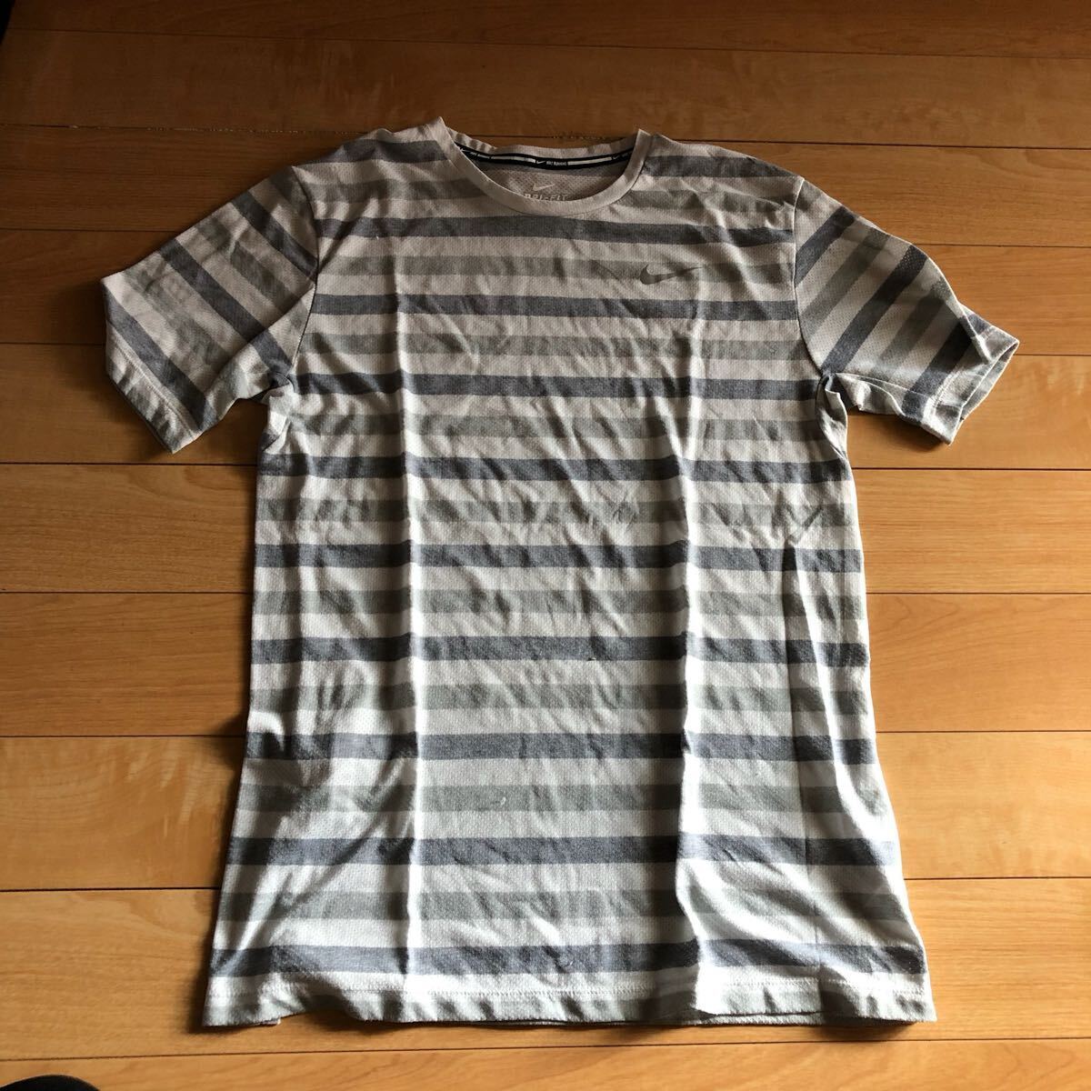 ナイキ ドライフィット ランニングシャツ 228-1-62 ブルー M ボーダー拍卖