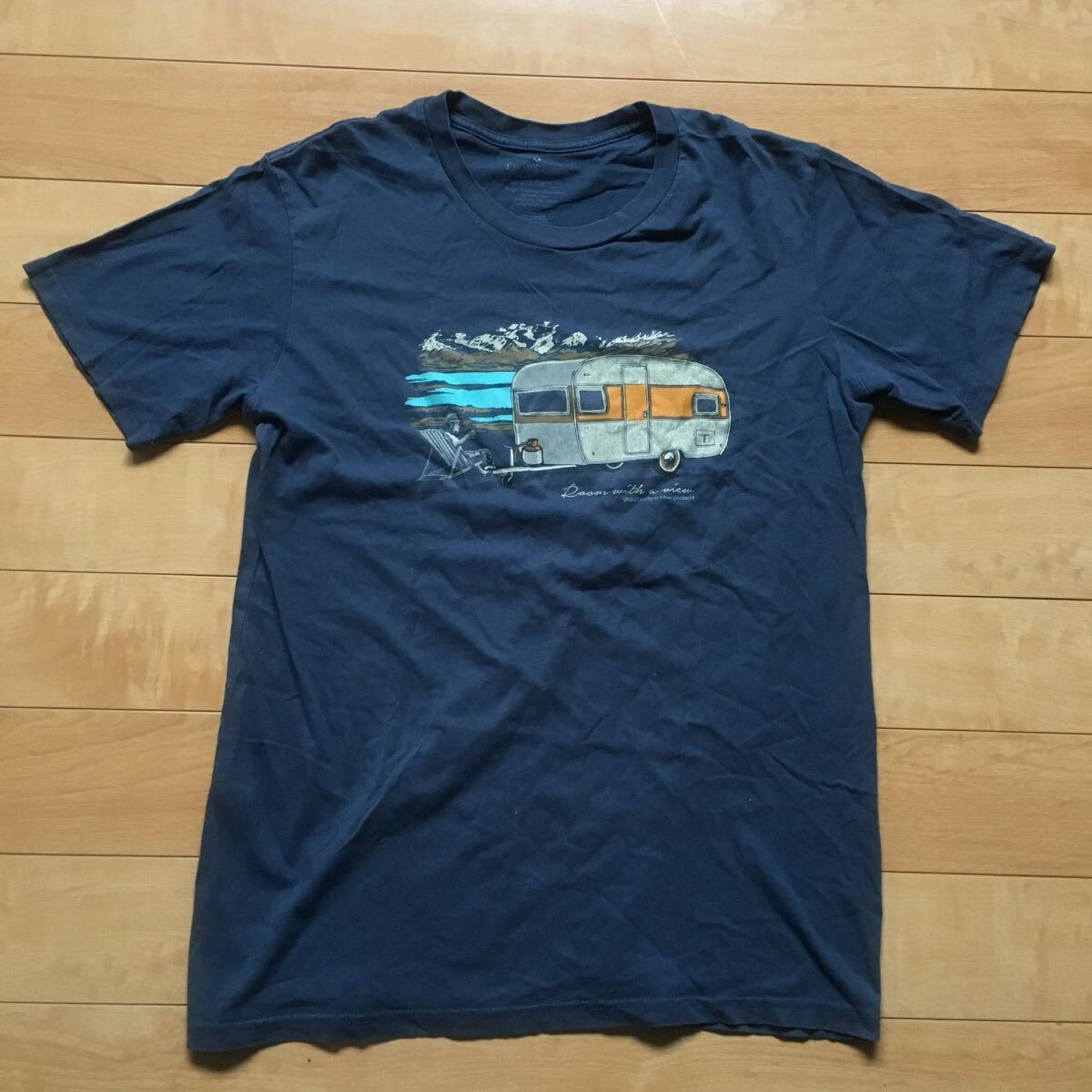 ネイビー プリントTシャツ 233-1-7 キャンピングカー M拍卖