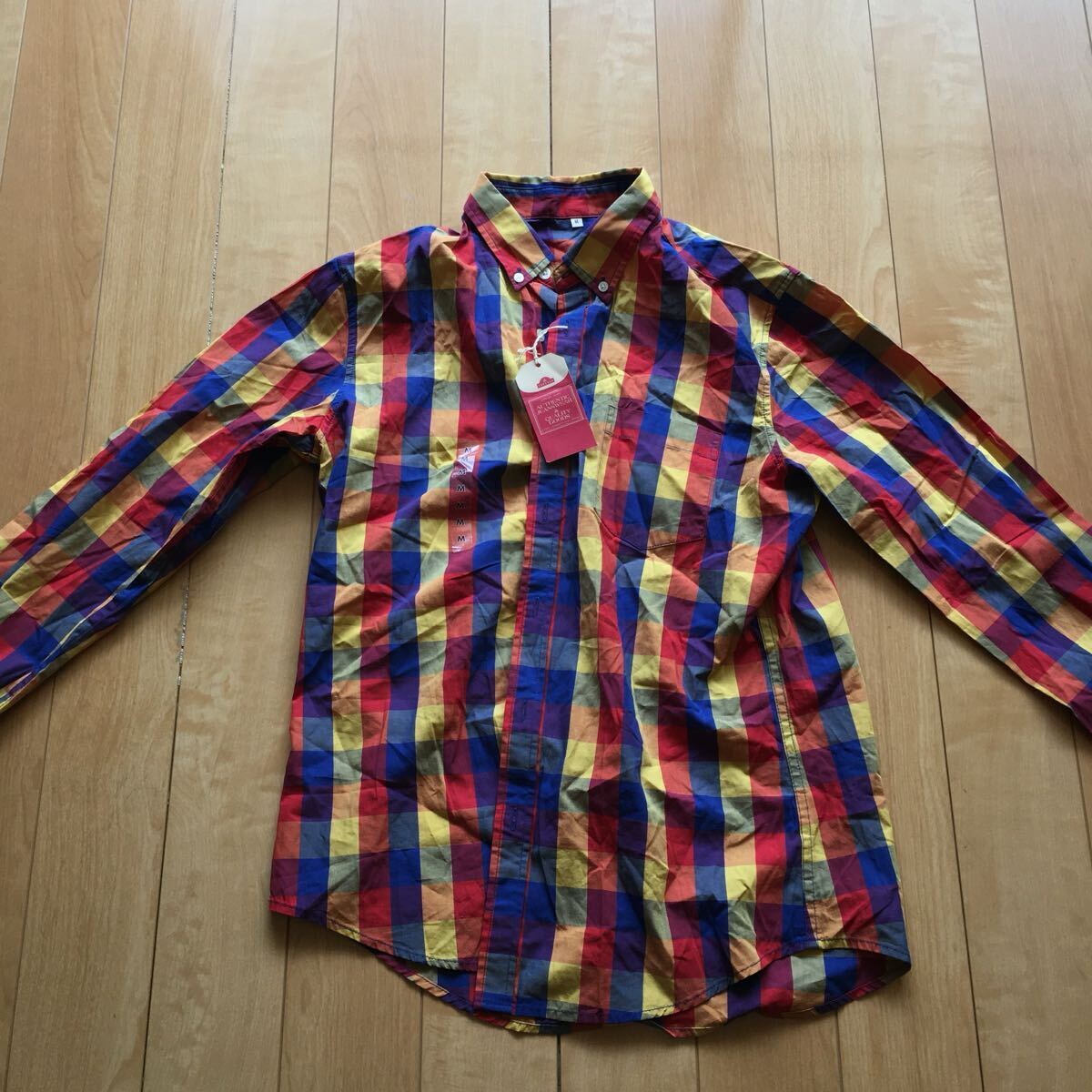 タグ付き トップバリュ イオン ブロックチェックシャツ 239-1-54 メンズ M マルチカラー拍卖