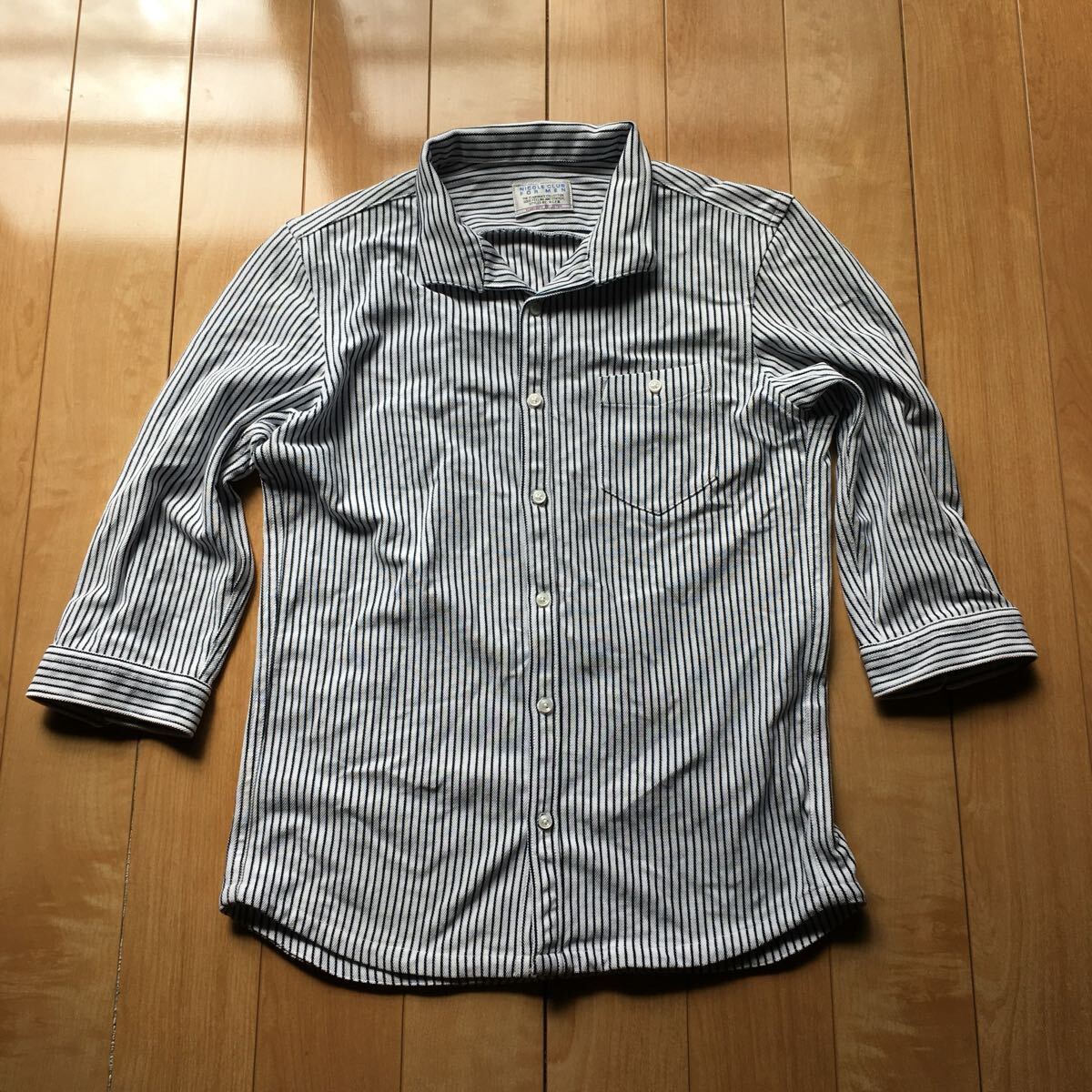 ニコルクラブ 七分袖シャツ 196-1-43 メンズ 46 ストライプ拍卖
