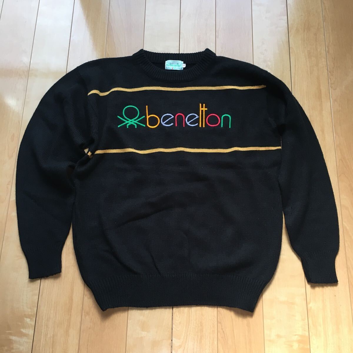 90年代 ベネトン ニットセーター 093-1-461 ブラック XL拍卖