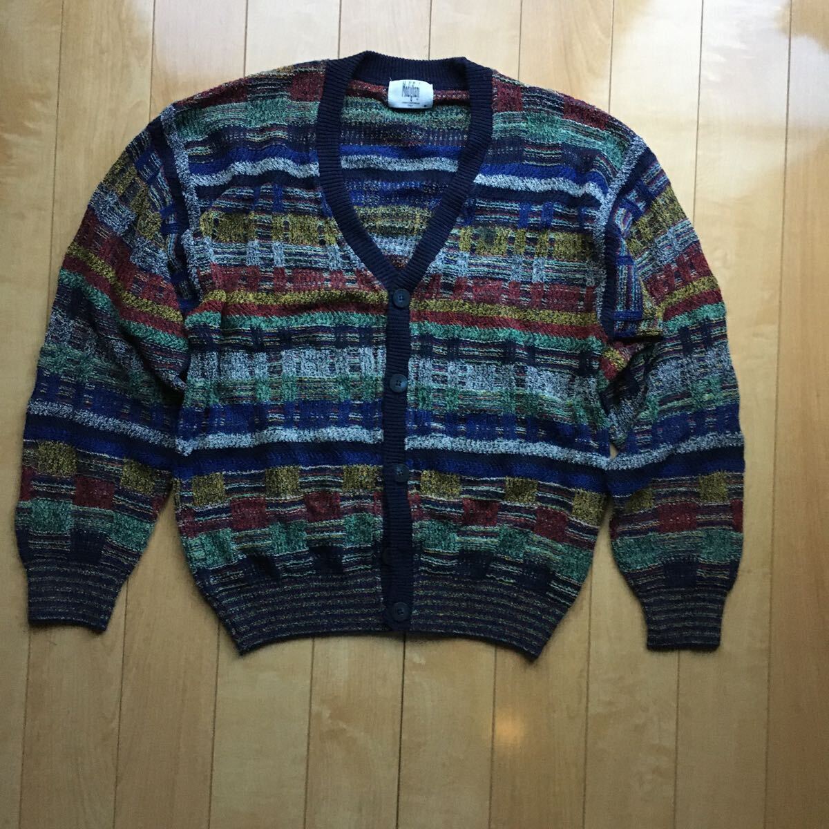 イタリー製 モディリアーニ ニットカーディガン 531-1-413 メンズ M 総柄拍卖