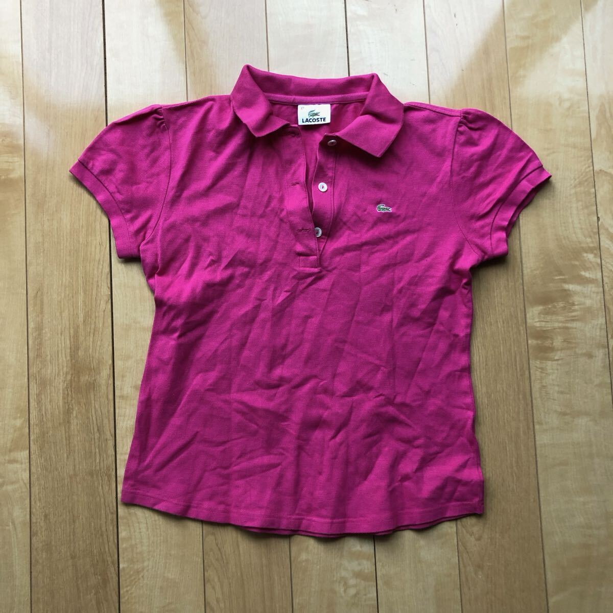 ラコステ ポロシャツ 241-1-44 レディース 42 ショッキングピンク 緑ワニ拍卖