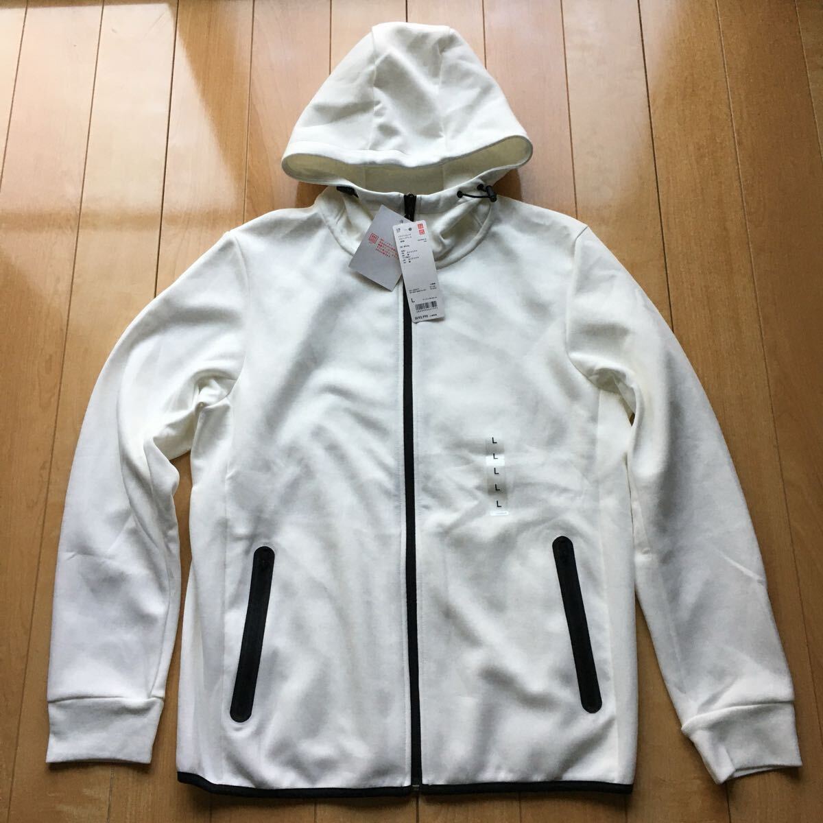 タグ付き ユニクロ ドライストレッチフルジップパーカ 212-1-49 メンズ L ホワイト拍卖