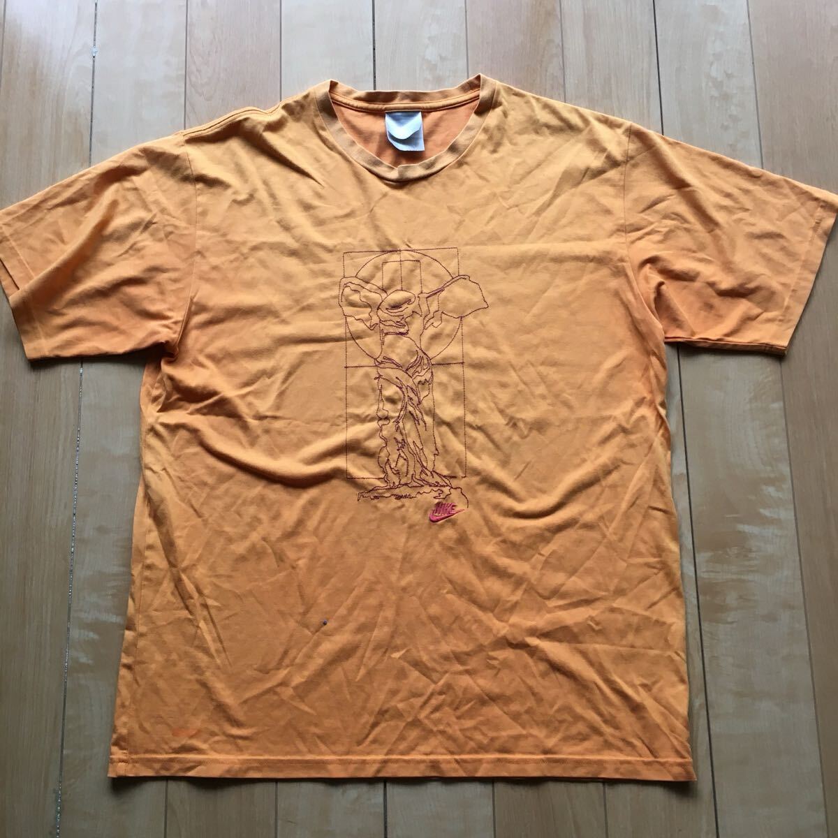 レア 90年代 ナイキ 勝利の女神 ニケ像 刺繍Tシャツ 235-1-60 メンズ オレンジ拍卖