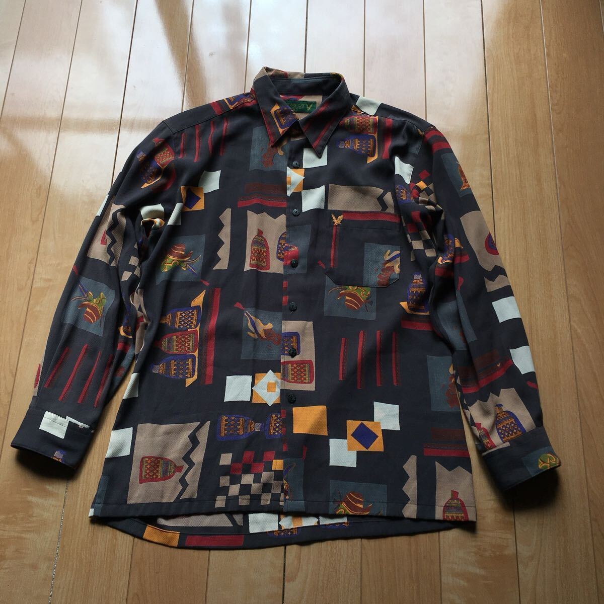 CLUB L/S 総柄シャツ 201-1-16 メンズ M アート柄 カラフル拍卖