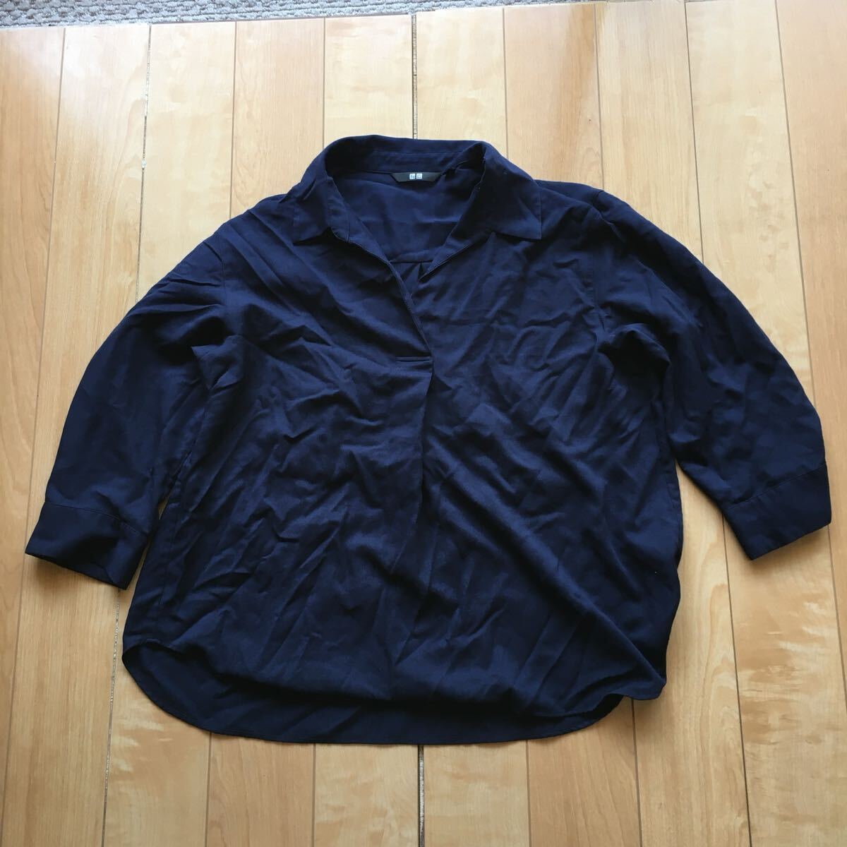 ユニクロ レーヨンスキッパーブラウス 237-1-48 レディース L ネイビー拍卖