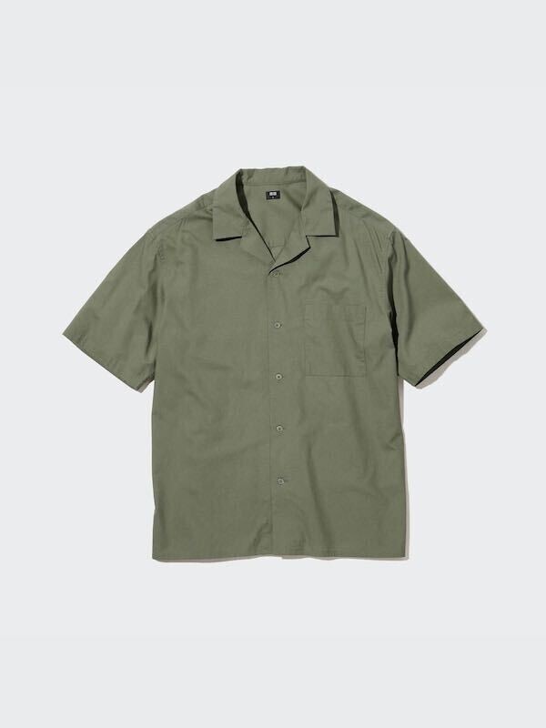 ユニクロ オープンカラーシャツ 定価2990円+税 539-1-309 メンズ S カーキ拍卖