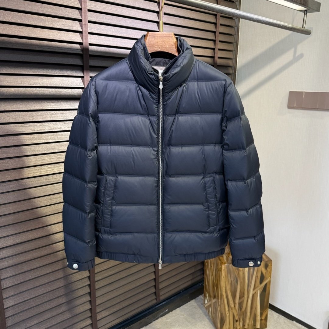 ネイビーXXL★送料無料★ブルネロクチネリ★メンズ ダウンジャケット, スタンドカラー, 90%ホワイトダックダウン, 防風防水拍卖