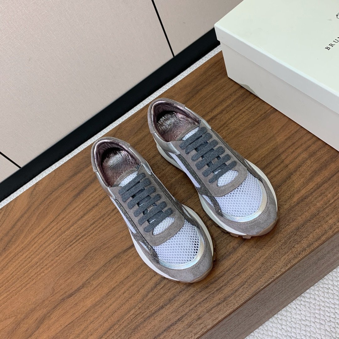 24.0cm ★送料無料【新品】★ブルネロクチネリ★レディースメッシュ スニーカー,スエード&メッシュアッパー, ラバーソール拍卖