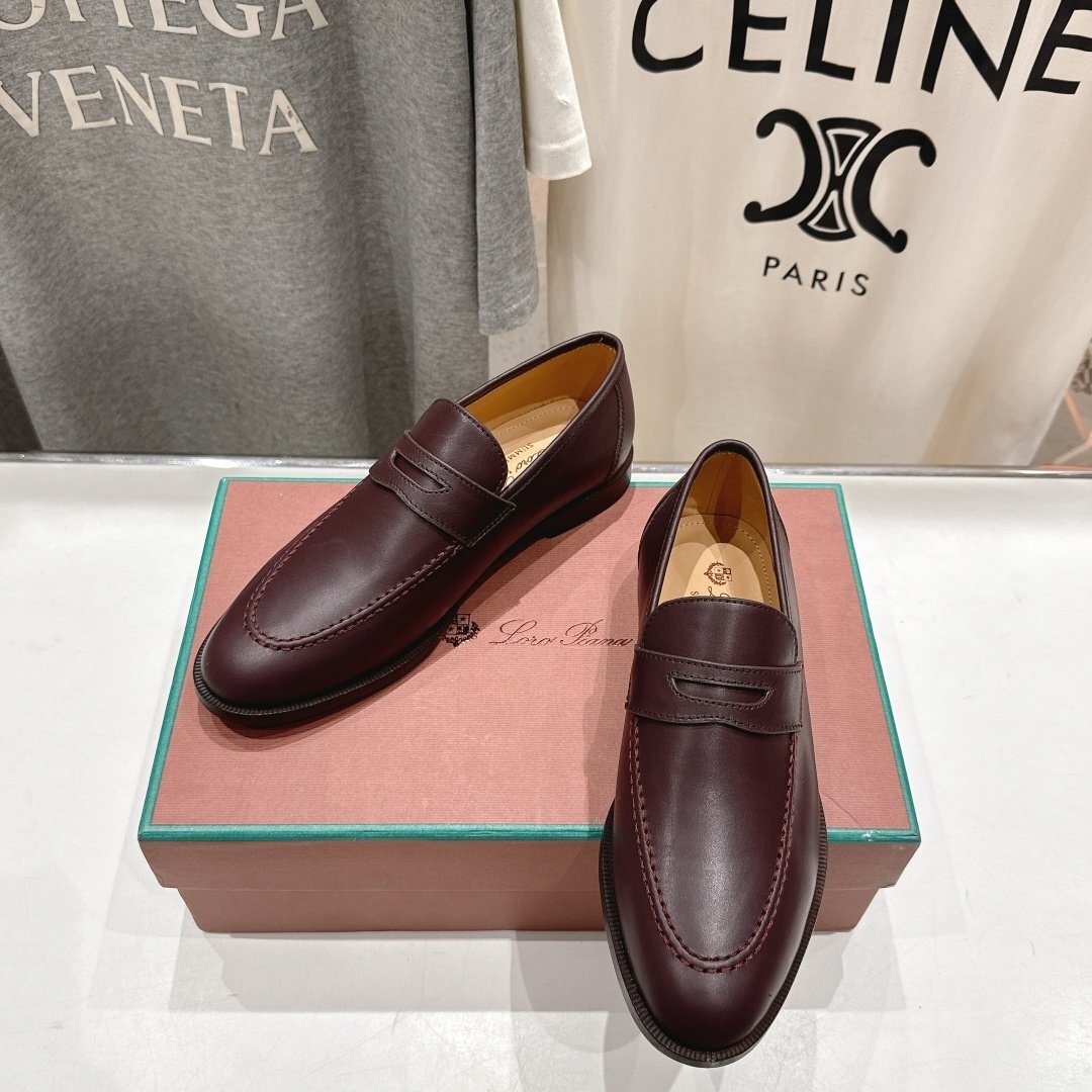 ダークブラウン37★送料無料★ロロピアーナ Loro Piana レディースラシック ペニーローファー, 本革 カーフレザー, ビジネスシューズ拍卖