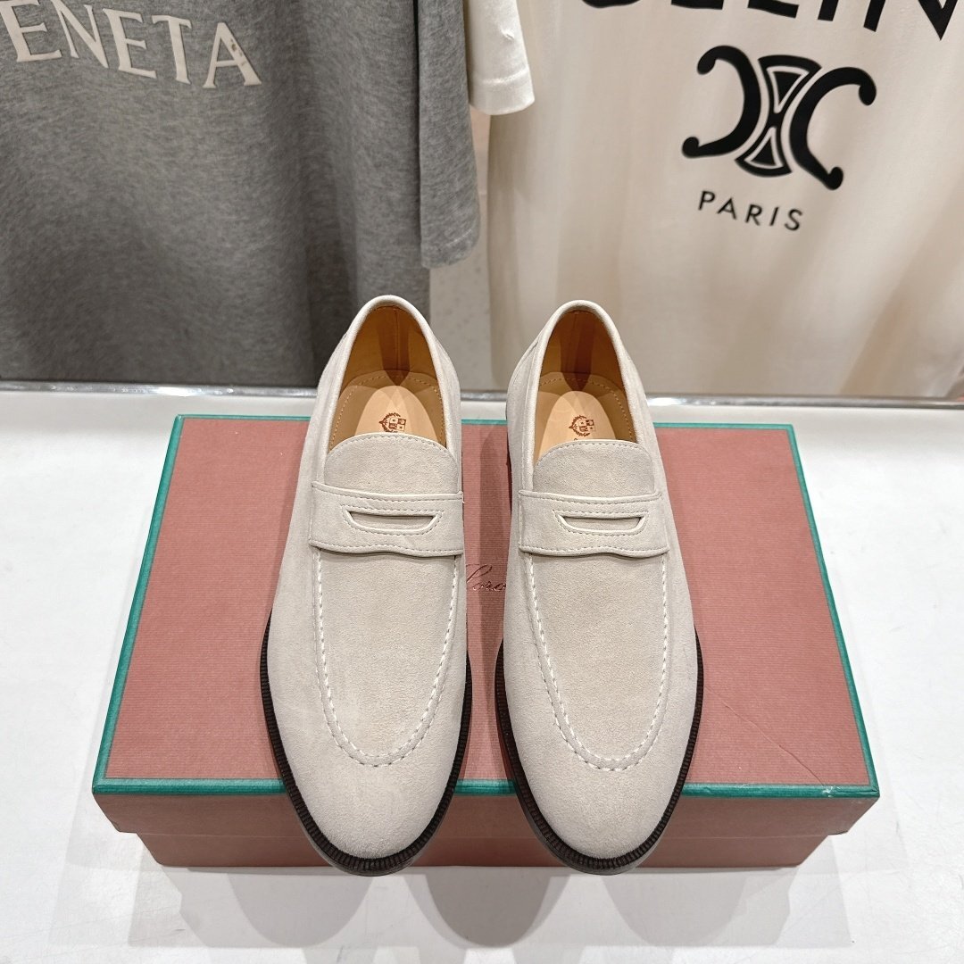 ホワイト24.0cm★送料無料★ロロピアーナ Loro Piana レディーススエード ペニーローファー, 本革, ビジネスシューズ, 快適インソール拍卖
