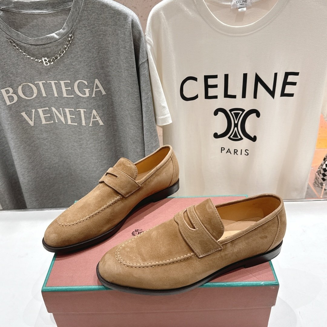 キャメル24.5cm★送料無料★ロロピアーナ Loro Piana レディーススエード ペニーローファー, 本革, ビジネスシューズ, 快適インソール拍卖