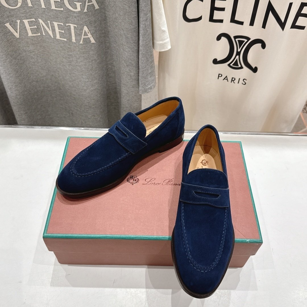 ネイビー25.5cm★送料無料★ロロピアーナ Loro Pianメンズスエード ペニーローファー, 本革, ビジネスシューズ, 快適インソール拍卖