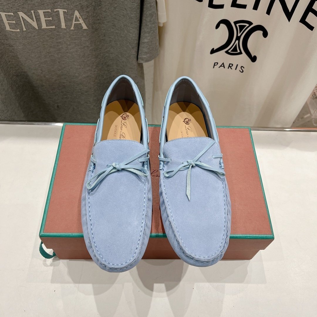 ライトブルー27.0cm ★送料無料★ロロピアーナメンズドライビングシューズ スエード モカシン,ソフトレザー, カジュアル ローファー拍卖